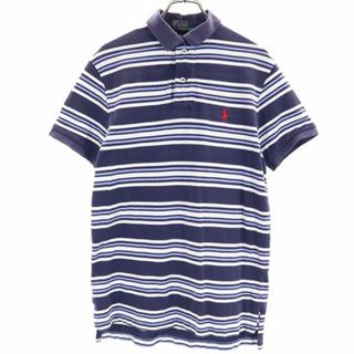 ポロバイラルフローレン ボーダー柄 半袖 ポロシャツ S ネイビー系 Polo by Ralph Lauren 鹿の子 メンズ(ポロシャツ)