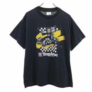 ティージェイズ 90s USA製 オールド プリント 半袖 Tシャツ L ブラック系 Tee Jays メンズ(Tシャツ/カットソー(半袖/袖なし))