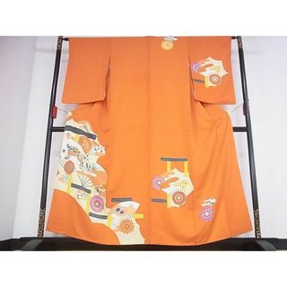 平和屋-こころ店■訪問着　花車文　金彩　正絹　逸品　AAAD1547Ahg(着物)