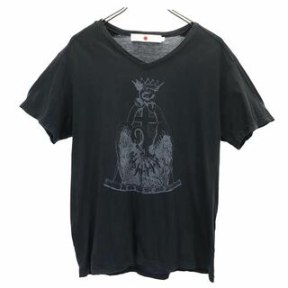 マーカ(marka)のマーカ 日本製 プリント 半袖 Vネック Tシャツ 2 ブラック系 marka メンズ(Tシャツ/カットソー(半袖/袖なし))