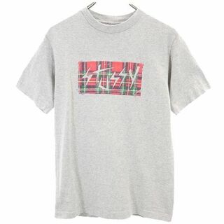 ステューシー(STUSSY)のステューシー 90s USA製 オールド チェック ロゴ プリント 半袖 Tシャツ S グレー STUSSY メンズ(Tシャツ/カットソー(半袖/袖なし))