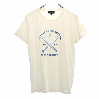 アーペーセー ロゴプリント 半袖 Tシャツ S 白系 A.P.C. クルーネック メンズ