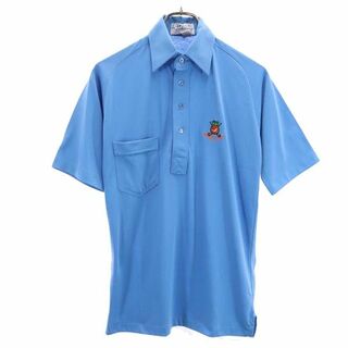 ピカリング 80s 90s USA製 ヴィンテージ 刺繍入り 半袖 ポロシャツ S 青 Pickering ゴルフ メンズ(ポロシャツ)
