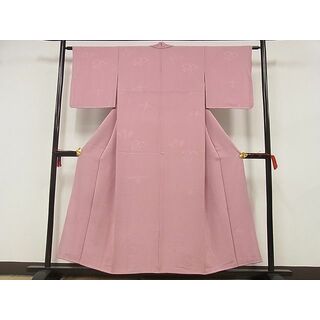 平和屋-こころ店■上質な色無地　結紐地紋　桃花色　正絹　逸品　AAAE6525Bnp(着物)