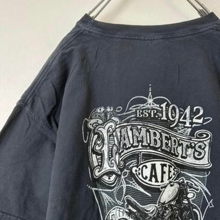 ビンテージ　古着　LAMBERT'S バイク　メンズプリント　半袖tシャツ　黒(Tシャツ/カットソー(半袖/袖なし))