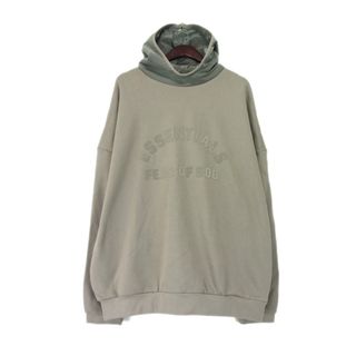 フィアオブゴッド(FEAR OF GOD)のフィアオブゴッド エッセンシャルズ FEAR OF GOD ESSENTIALS ■ 【 Logo Hoodie 】 フロント ロゴ フード ナイロン 切り替え プルオーバー フーディ パーカー w19357(パーカー)