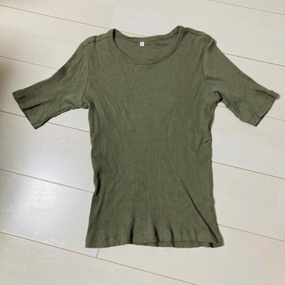 リブTシャツ　グリーン　緑(Tシャツ(半袖/袖なし))