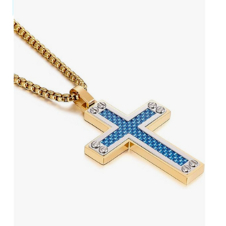 【Rk016】ネックレス　アクセサリー 　メンズ 　ゴールド　クロス　十字架　チ(ネックレス)