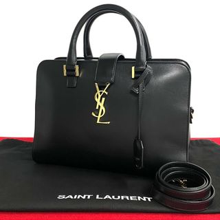 サンローラン(Saint Laurent)のほぼ未使用 SAINT LAURENT PARIS サンローランパリ YSL ロゴ ベイビーカバス レザー 2way ハンドバッグ ショルダーバッグ ブラック 27239(ハンドバッグ)