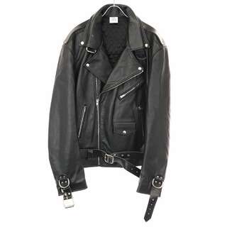 VETEMENTS ヴェトモン GARDEROBE COLLECTION  Bondage Biker Jacket ダブルレザーライダースジャケット UA52JA910BL ブラック L