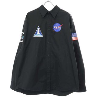 Balenciaga - BALENCIAGA バレンシアガ 21AW NASA Over Shirt マルチワッペンオーバーサイズシャツ 663076 TYB18 ブラック 38