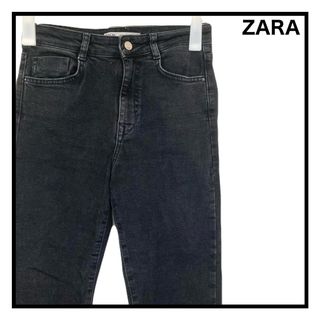 ザラ(ZARA)のZARA　ブラックデニムパンツ　切りっぱなし　レディース　ジーンズ　36(デニム/ジーンズ)