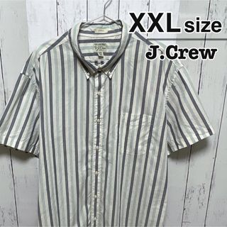 ジェイクルー(J.Crew)のJ.Crew　半袖シャツ　ドレスシャツ　ストライプ　グレー　ブルー　USA古着(シャツ)