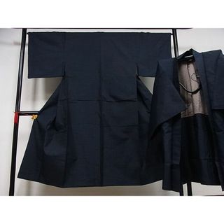 平和屋-こころ店■男性　本場大島紬　アンサンブル　格子　正絹　逸品　AAAE4110Bph(着物)