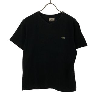 ラコステ ロゴワッペン 半袖 Ｖネック Tシャツ 4 ブラック LACOSTE レディース