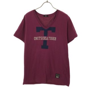 オニツカタイガー(Onitsuka Tiger)のオニツカタイガー 半袖 Vネック Tシャツ L パープル ONITSUKA TIGER メンズ(Tシャツ/カットソー(半袖/袖なし))