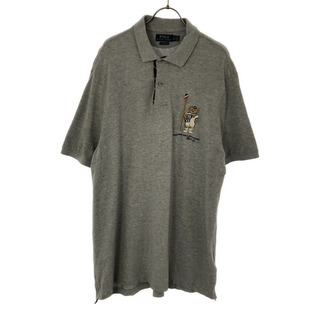 ポロラルフローレン(POLO RALPH LAUREN)のポロラルフローレン ポロベア 刺繍 半袖 ポロシャツ XL グレー POLO RALPH LAUREN 鹿の子地 メンズ(ポロシャツ)