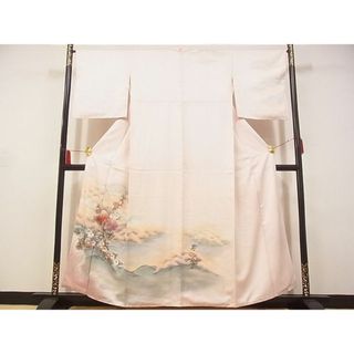 平和屋-こころ店■訪問着　手描き　風景草花文　暈し染め　正絹　逸品　AAAF3915Ata(着物)