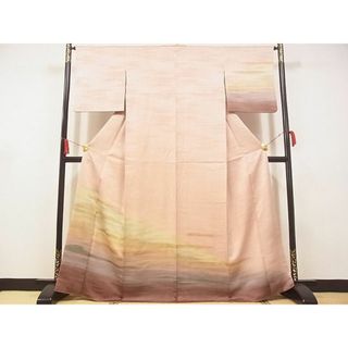 平和屋-こころ店■訪問着　霞文　暈し染め　金彩　正絹　逸品　AAAF3905Ata(着物)