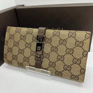 グッチ(Gucci)の【美品】グッチ 05479 長財布 レザー×キャンバス 二つ折り 小銭入れ付き(財布)