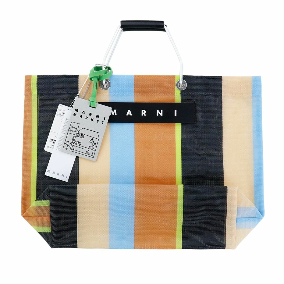 MARNI - マルニ ストライプバッグ マルチブラウン トート タグ MARNI - マルニ ストライプバッグ マルチブラウン トート タグ