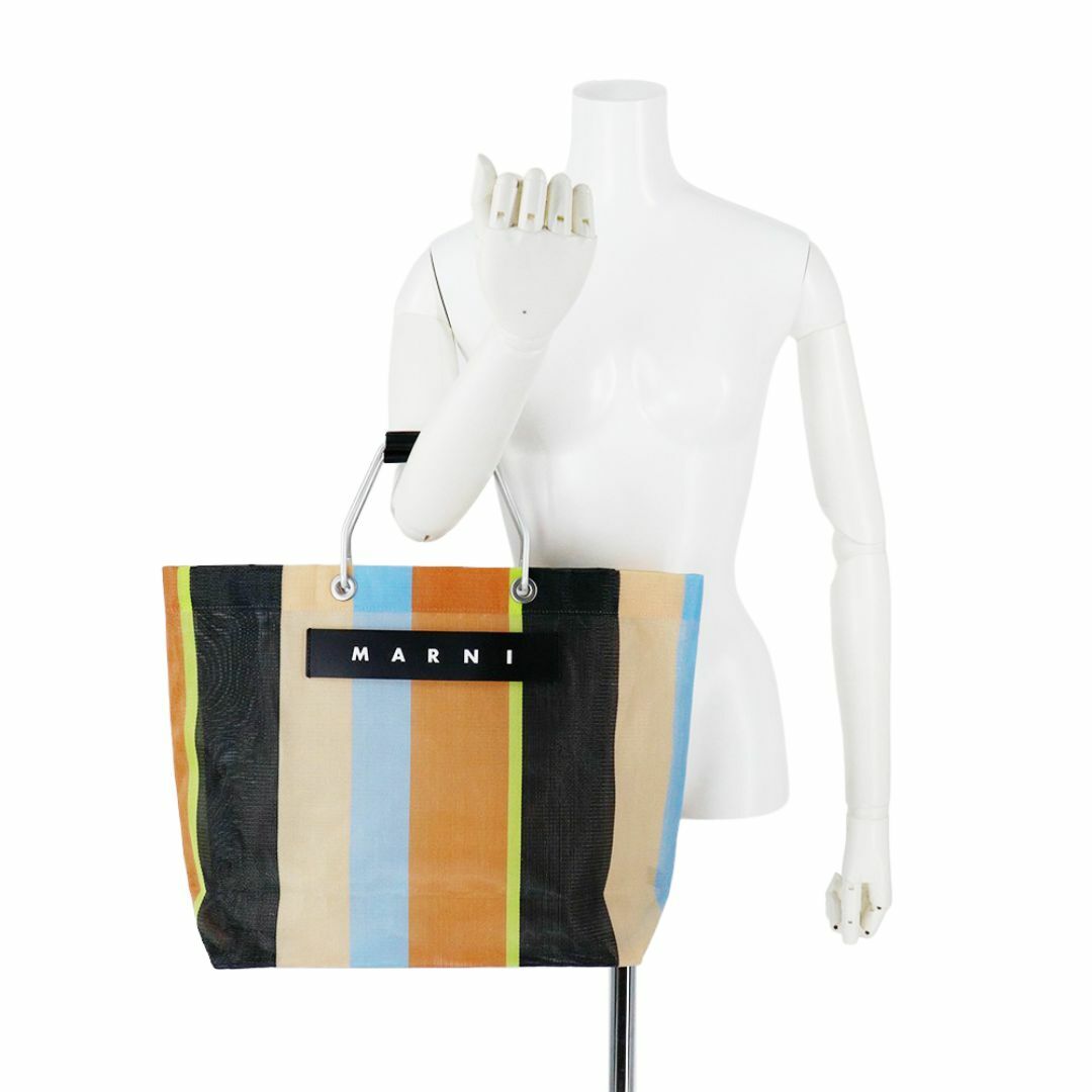 MARNI - マルニ ストライプバッグ マルチブラウン トート タグ MARNI - マルニ ストライプバッグ マルチブラウン トート タグ