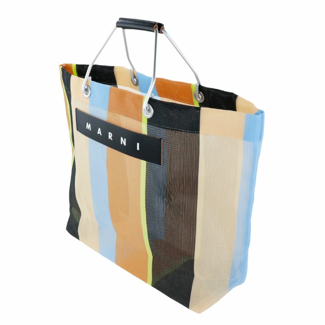 MARNI - マルニ ストライプバッグ マルチブラウン トート タグ MARNI - マルニ ストライプバッグ マルチブラウン トート タグ