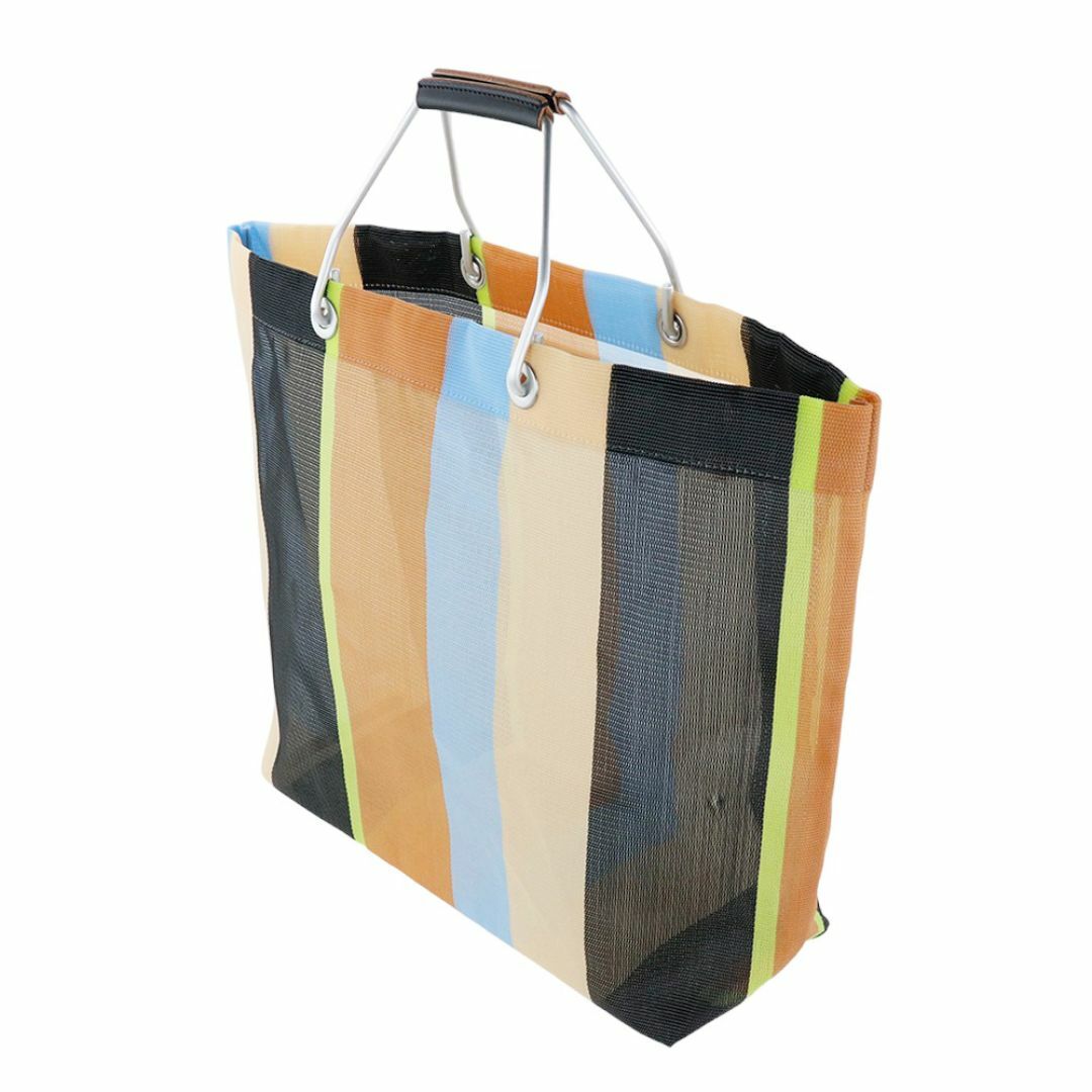 MARNI - マルニ ストライプバッグ マルチブラウン トート タグ MARNI - マルニ ストライプバッグ マルチブラウン トート タグ