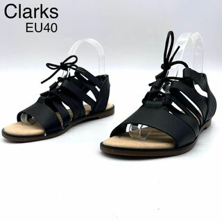 クラークス(Clarks)の★新品 クラークス グラディエーターサンダル イタリア製 レザー 黒 EU40(サンダル)
