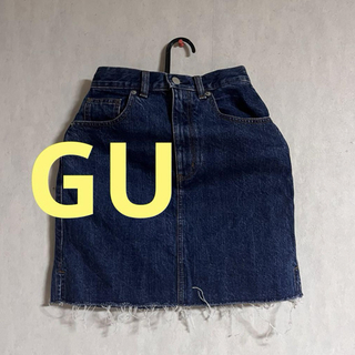 GU ジーユー　デニムスカート　ミニスカート　ダメージジーンズ(ミニスカート)