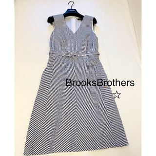 ブルックスブラザース(Brooks Brothers)の美品3万★ブルックスブラザーズ★ストレッチコットン シアサッカーストライプドレス(ひざ丈ワンピース)