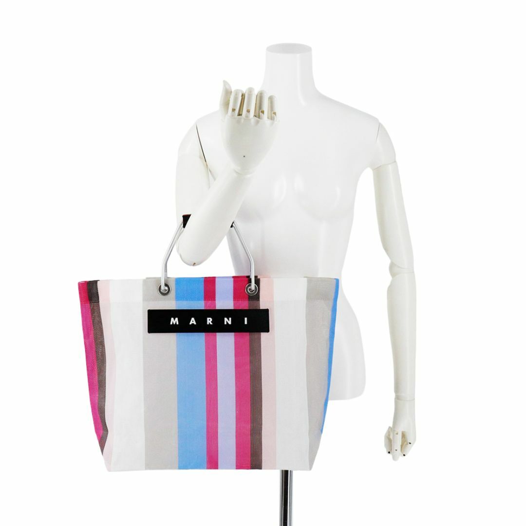 MARNI - マルニ ストライプバッグ リリーホワイト トート タグ MARNI - マルニ ストライプバッグ リリーホワイト トート タグ