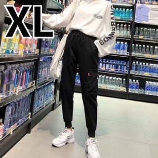 【セール中】XL　レディース　カーゴパンツ　黒　ユニセックス　ストリート　韓国　(ワークパンツ/カーゴパンツ)