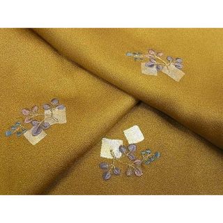 平和屋-こころ店■上質な小紋　刺繍　箔散らし枝花文　金銀彩　正絹　逸品　AAAF3674Bnp(着物)