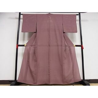 平和屋-こころ店■夏物　色無地　縦絽　蘇芳香色　正絹　逸品　AAAE5576Bph(着物)