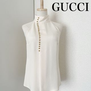 Gucci - ノースリーブ　トップス　グッチ　 ホワイト ブラウス シャツ　タンクトップ　