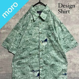 ヴィンテージ(VINTAGE)のNo.1648 VINTAGE ヴィンテージ 古着 総柄シャツ 半袖シャツ 魚柄(Tシャツ/カットソー(半袖/袖なし))