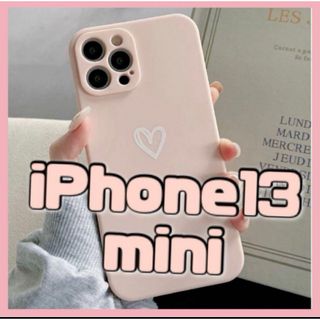 【iPhone13mini】iPhoneケース ピンク ハート 手書き シンプル(iPhoneケース)