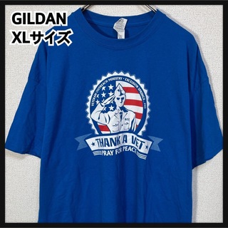 GILDAN - 【ギルダン】半袖Tシャツ　退役軍人　アーミー　USA　デカロゴ　ブルー39