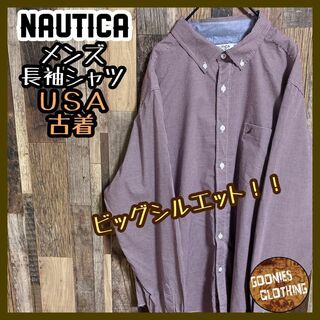 NAUTICA - NAUTICA 古着 ボタンダウンシャツ 長袖 シャツ チェック 刺繍 ロゴ