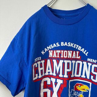 ビンテージ　古着　メンズ　KANSAS チームプリント　半袖tシャツ　青(Tシャツ/カットソー(半袖/袖なし))