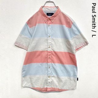 Paul Smith - ポールスミス　Paul Smith　太ボーダー　ボタンダウン　半袖シャツ　Ｌ