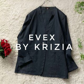 エヴェックスバイクリツィア(EVEX by KRIZIA)のEVEX by KRIZIA　ノーカラーサマージャケット　スーツ　リネン混　44(ノーカラージャケット)