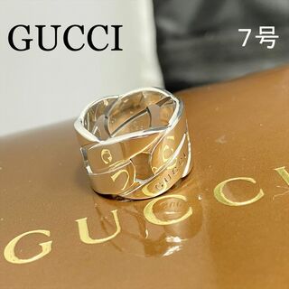Gucci - 新品仕上 希少 グッチ Gロゴ チェーン リング 指輪 シルバー 7号 925