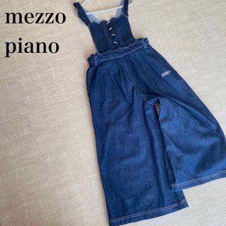 メゾピアノ(mezzo piano)の【美品】メゾピアノ　オーバーオール　サロペットパンツ　2way ワイド　リボン(パンツ/スパッツ)