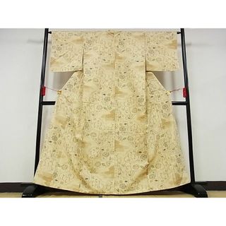 平和屋-こころ店■上質な紬　花唐草文　正絹　逸品　AAAE1665Bzg(着物)