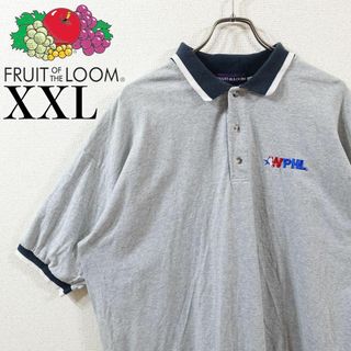 フルーツオブザルーム(FRUIT OF THE LOOM)の【美品】FRUIT OF THE LOOM 半袖ポロシャツ XXL グレー 古着(ポロシャツ)