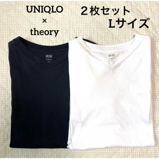 ユニクロ(UNIQLO)のUNIQLO theory  リラックスフィットVネックT ２枚セット Lサイズ(Tシャツ/カットソー(半袖/袖なし))