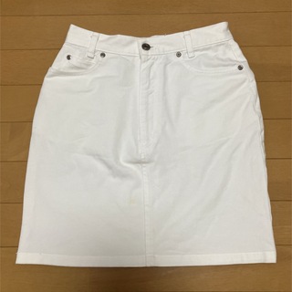 スカート　ホワイト　ウエスト60(ひざ丈スカート)