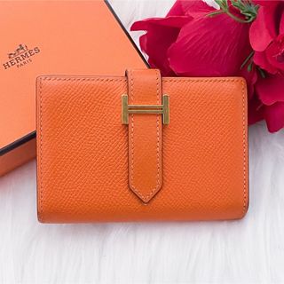 エルメス(Hermes)の【極美品✨】エルメス ベアンミニ カードケース コインケース  オレンジ系(コインケース)